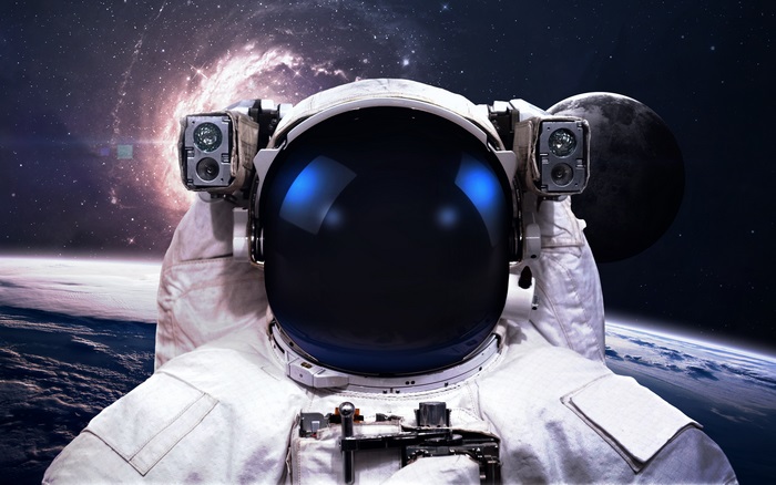 Astronaut in space with Earth and nebula