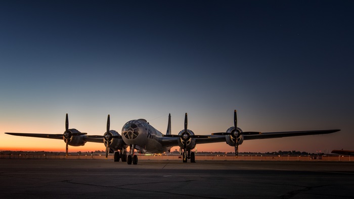Boeing B-29 Superfortress at sunset