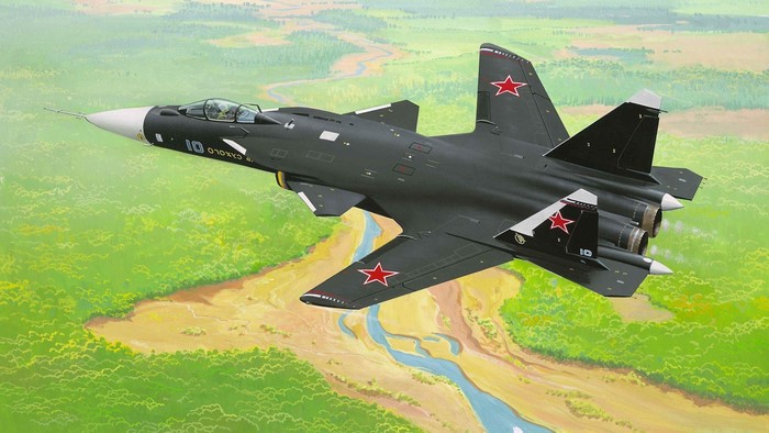 Sukhoi Su-47 Berkut military aircraft in flight