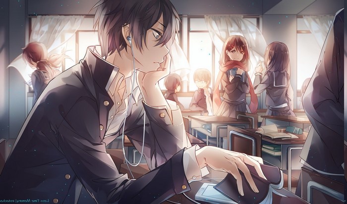 Kagerou Project anime school scene with Shintaro