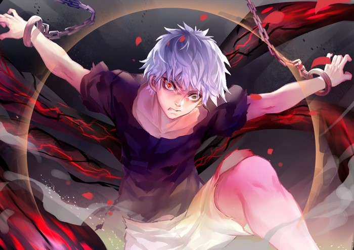 Ken Kaneki from Tokyo Ghoul with chains