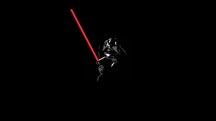 Darth Vader from Star Wars smoking with a lightsaber