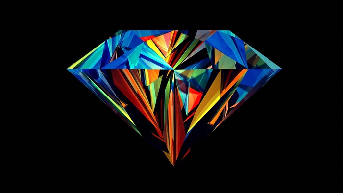 Colorful Abstract Diamond with Facets