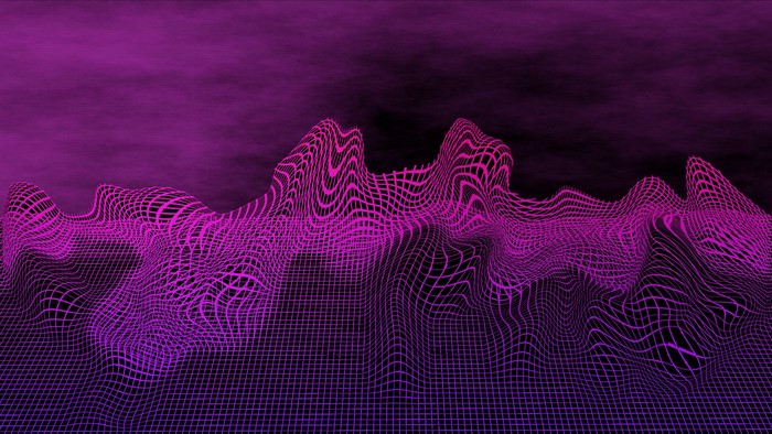 Abstract pink and purple wireframe landscape
