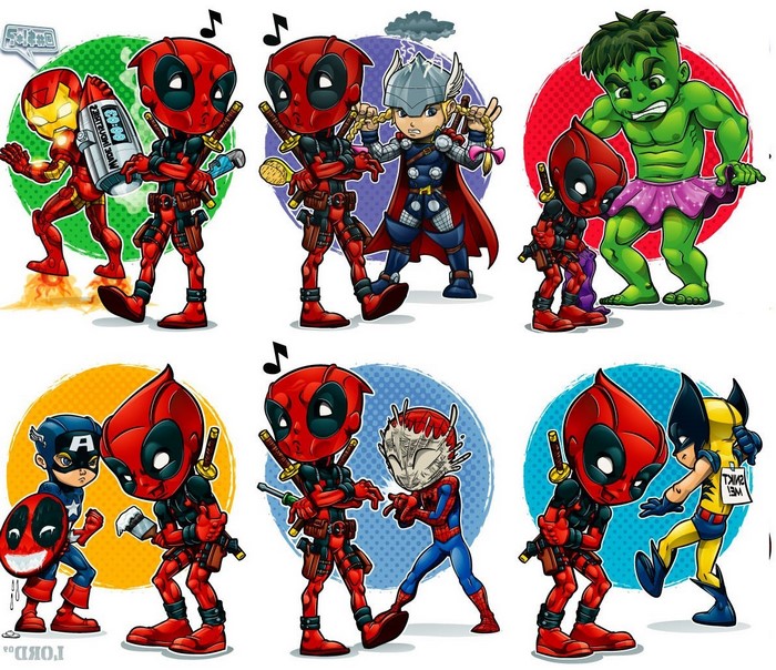Chibi Marvel Characters with Deadpool