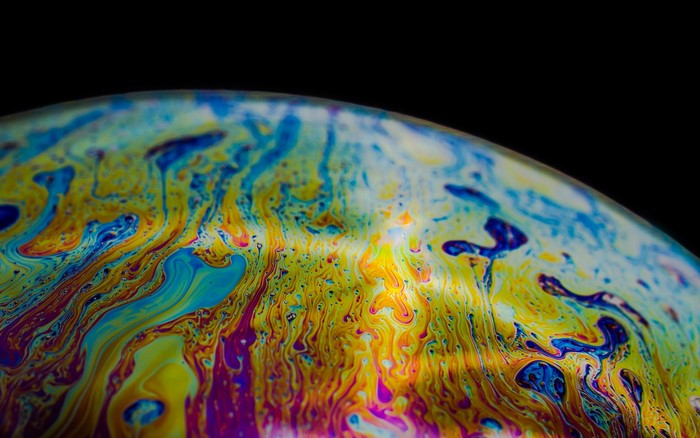 Abstract colorful soap bubble macro photography