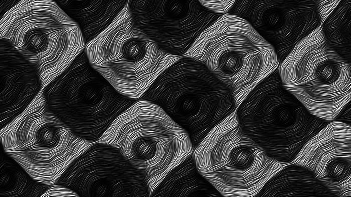 Abstract monochrome oil painting with swirling lines