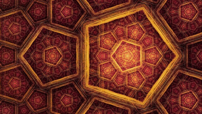 Abstract fractal geometry with pentagons