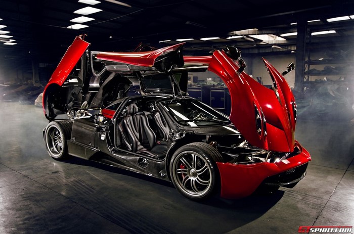 Pagani Huayra hypercar with doors open