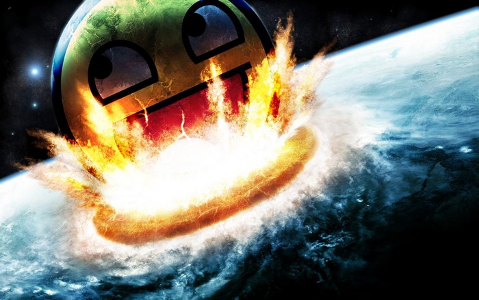 Awesome Face planet explosion in space