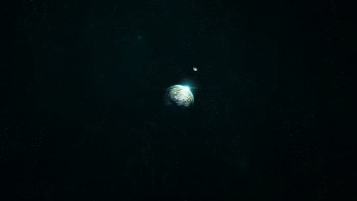 Planets and moon in deep space with stars
