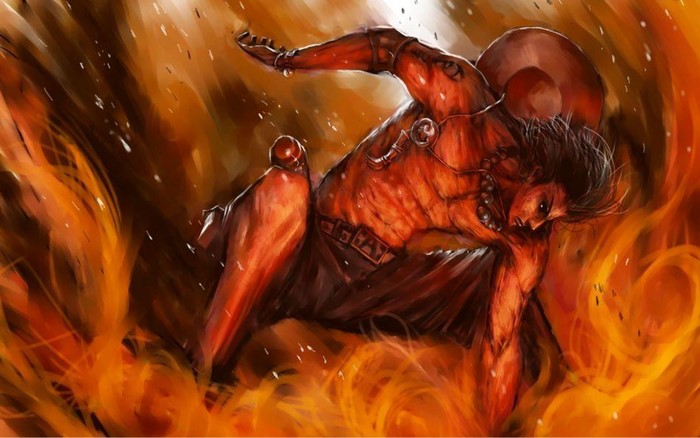 Portgas D. Ace from One Piece in flames