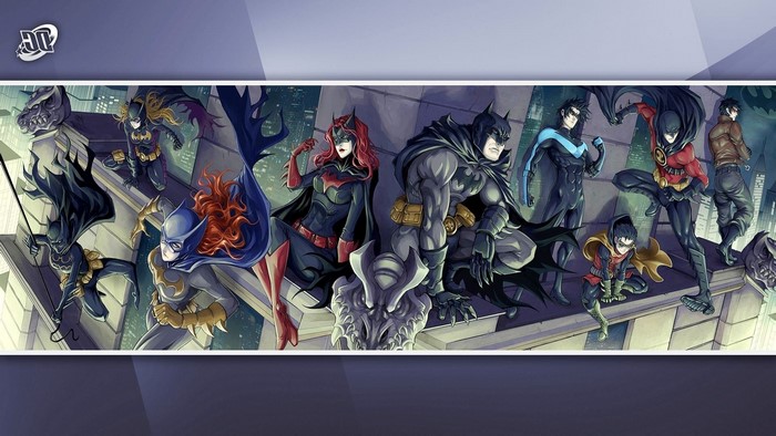 DC Comics Batman Family on Rooftops