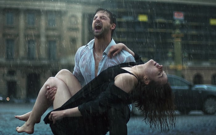 Emotional Couple in the Rain