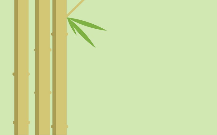 Minimalist bamboo stalks with green leaves