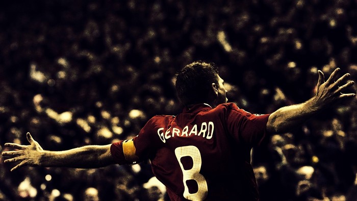 Steven Gerrard of Liverpool FC celebrating