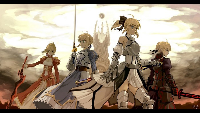 Saber and her alternate selves from Fate series