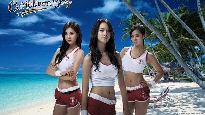 Girls' Generation Trio at Tropical Caribbean Beach