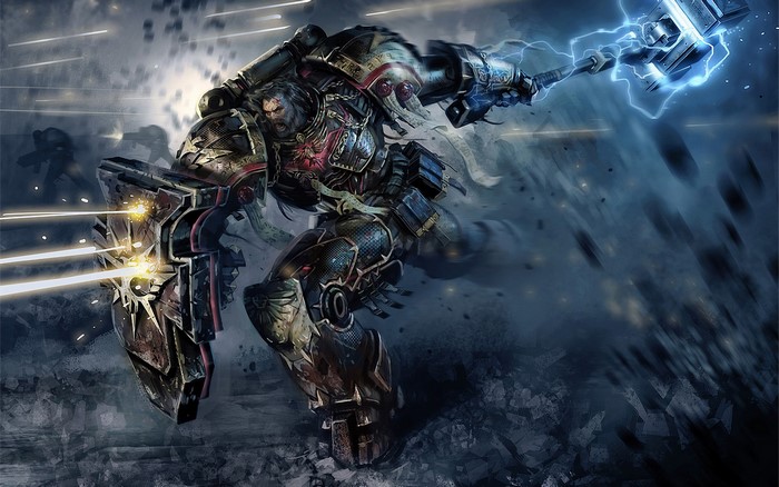 Space Marine from Warhammer 40,000 with Hammer and Shield
