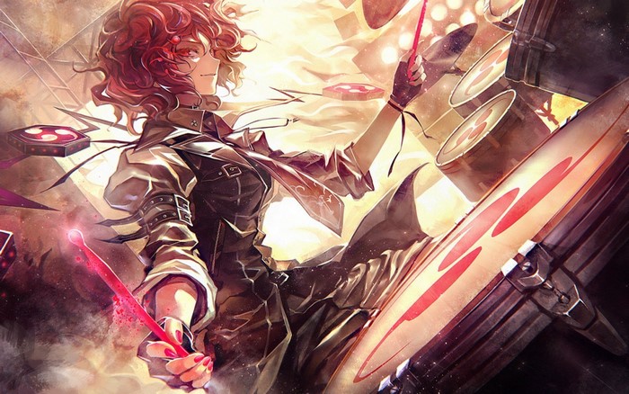 Raiko Horikawa from Touhou Project playing drums