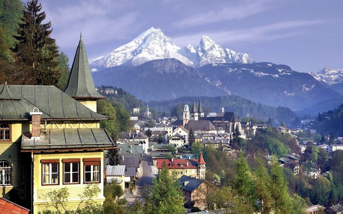 Berchtesgaden town with Watzmann mountain in Germany