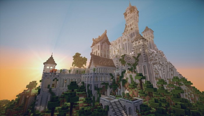Minecraft Majestic Castle at Sunset