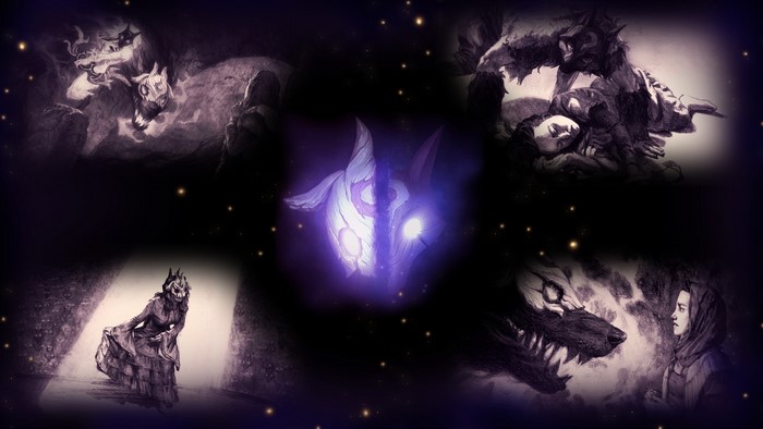 Kindred from League of Legends mask and scenes