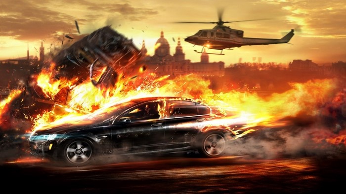 Explosive Car Fire with Flaming Destruction
