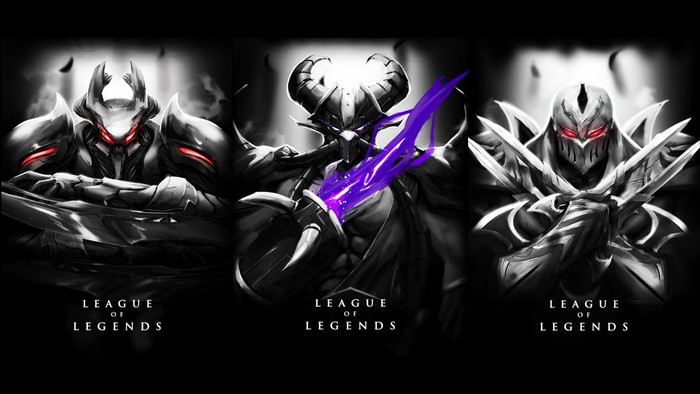 League of Legends characters Nocturne, Kassadin, and Zed