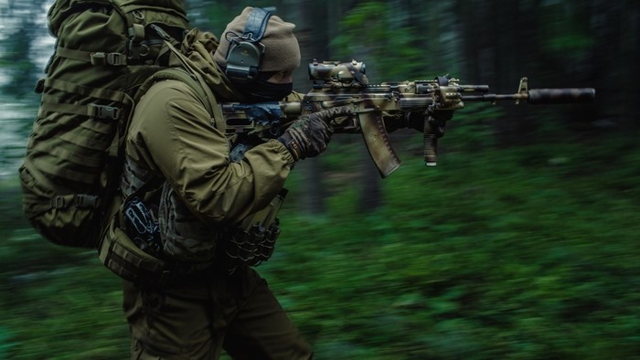 Russian Spetsnaz Soldier in Forest Tactical Gear