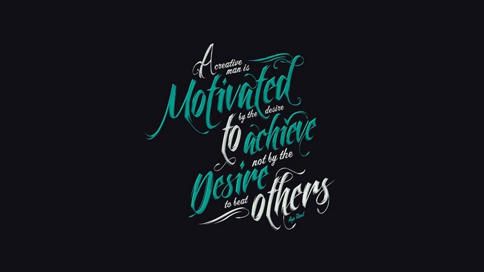 Ayn Rand quote typography on dark background