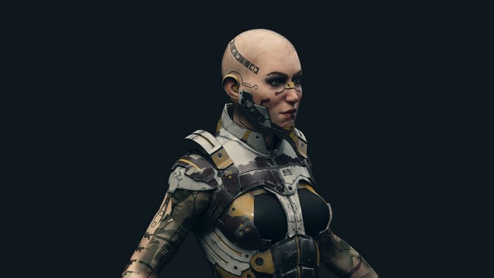 Female cyborg with tattoos from Mass Effect