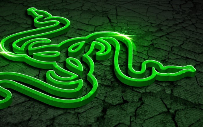 Razer Neon Green Logo on Cracked Ground