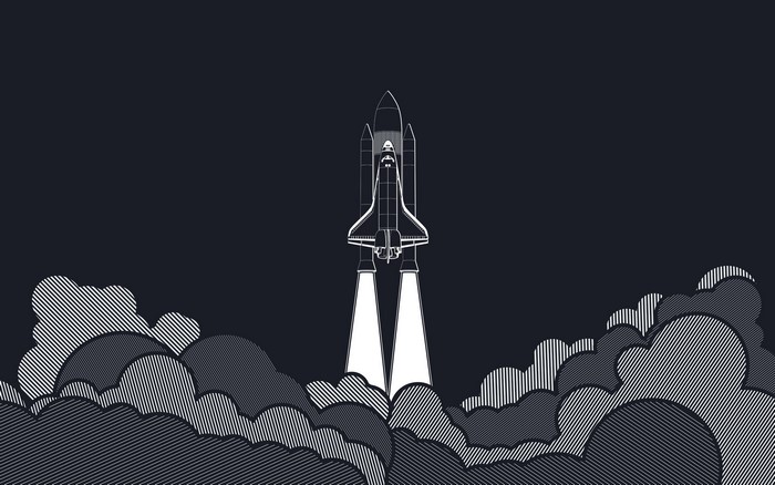 Space Shuttle Launching Through Clouds