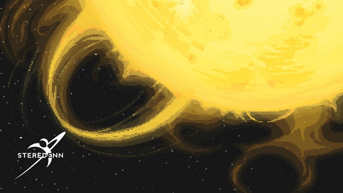 Steredenn pixel art space scene with sun