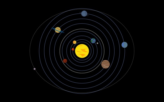 Minimalist solar system with planets and orbits