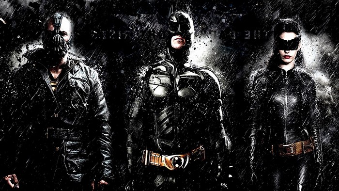 Bane, Batman, and Catwoman from The Dark Knight Rises