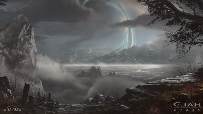 Halo Reach concept art landscape with ringworld