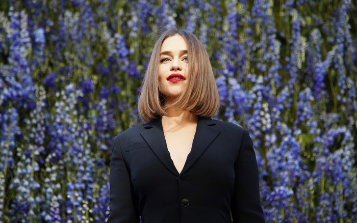 Emilia Clarke in a black blazer