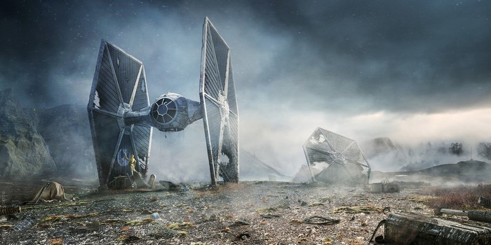 Star Wars TIE Fighters crashed on a desolate planet
