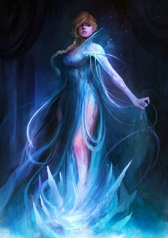 Elsa from Frozen surrounded by ice