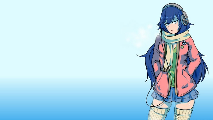 Anime girl with headphones and scarf