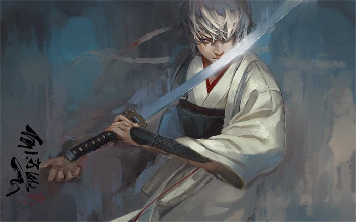 Sakata Gintoki from Gintama holding a katana