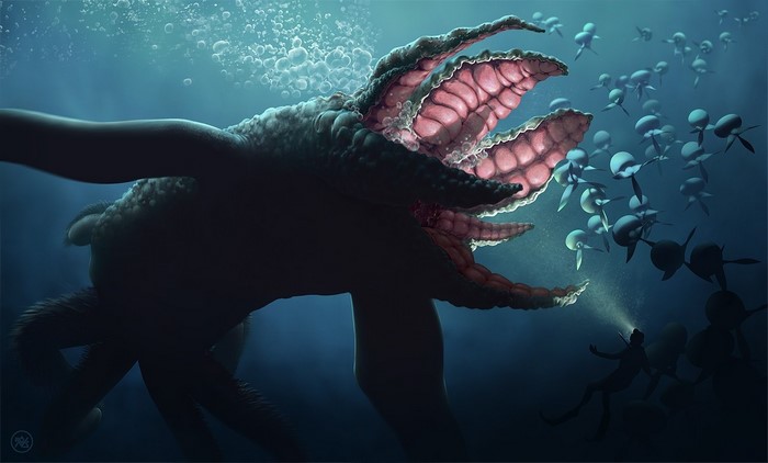 Underwater Leviathan Encounter with Divers