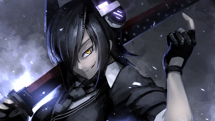 Tenryuu from Kantai Collection with a sword