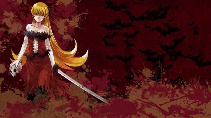 Oshino Shinobu from Monogatari Series with Skull and Sword