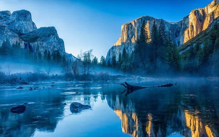 Yosemite National Park River Mist Sunrise
