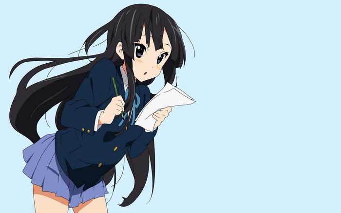 Mio Akiyama from K-On! holding paper and pen