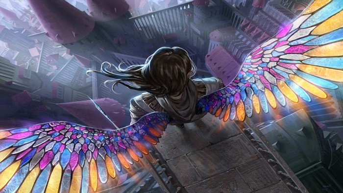 Angel with stained glass wings from Magic the Gathering