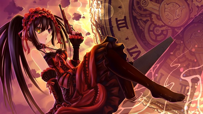 Kurumi Tokisaki from Date A Live holding a gun